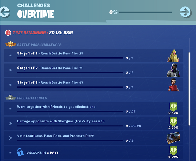 Fortnite Season 9 Overtime Challenges List Guide - 